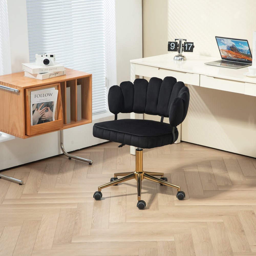 Velvet Home Office Desk Chair, Modern Cute Computer Chair, Wheels Swivel Height Adjustable Swivel Task Chair for Home Office (Emerald Velvet)