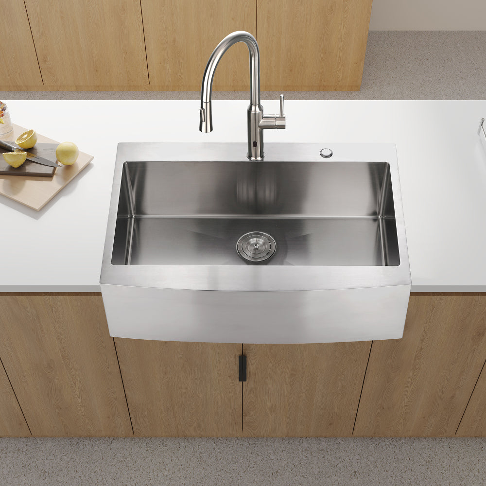 33x22x10"Farmhouse Apron Single Bowl Stainless Steel Kitchen Sink