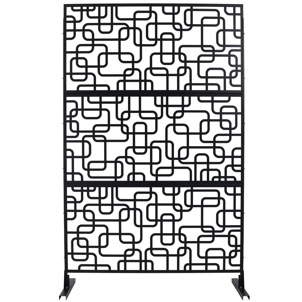 Outdoor & Indoor Privacy Screen Metal Privacy Screen 76" H×48" W, Freestanding Decorative Privacy Screen for Deck Balcony Patio, Privacy Fence Panels for Outside Lawn Garden PS114 BLACK