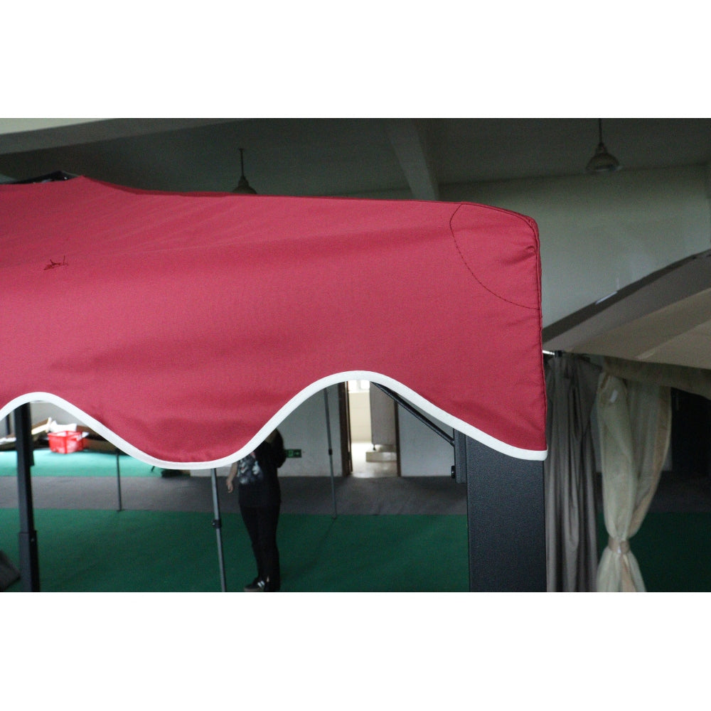 10x10 Ft Outdoor Patio Gazebo Replacement Canopy,Double Tiered Gazebo Tent Roof Top Cover Only wavy border(Frame Not Include)-Red