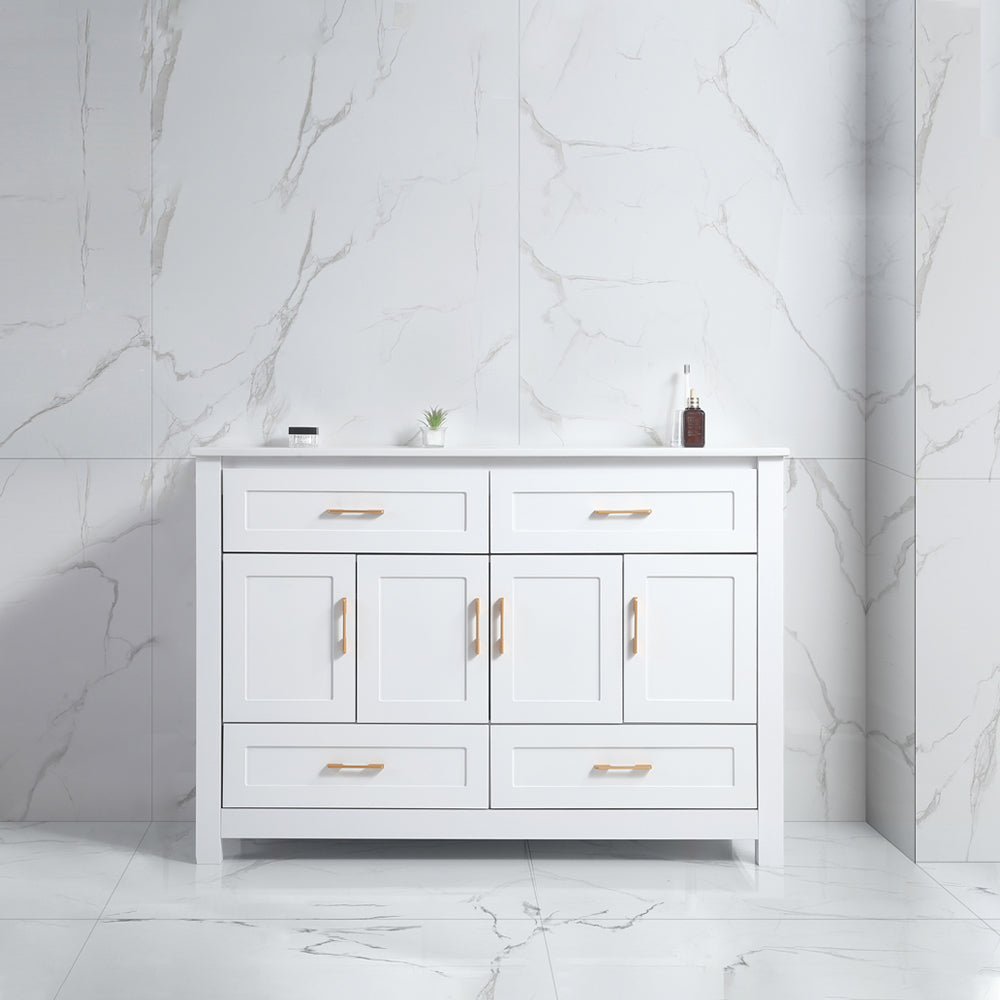 48" Black Bathroom Vanity with Ceramic Sink Combo, Abundant Storage Cabinet -4 Soft close doors and 4 drawers