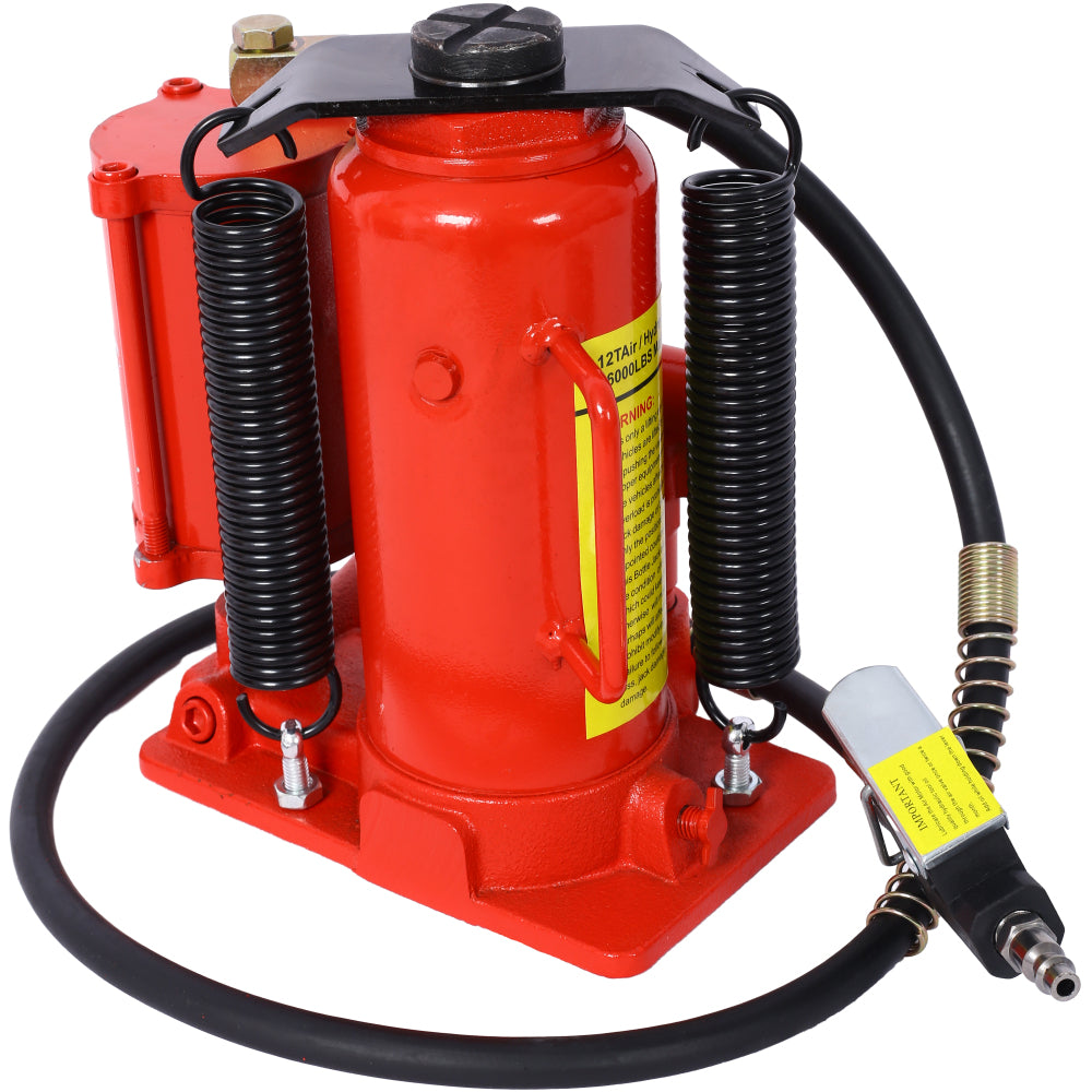 Air Hydraulic Bottle Jack, 12 Ton/24000 LBS All Welded Bottle Jack, 9.8-19.3 inch Lifting Range, Manual Handle and Air Pump, for Car, Pickup, Truck, RV, Auto Repair, Industrial Engineering ,Red