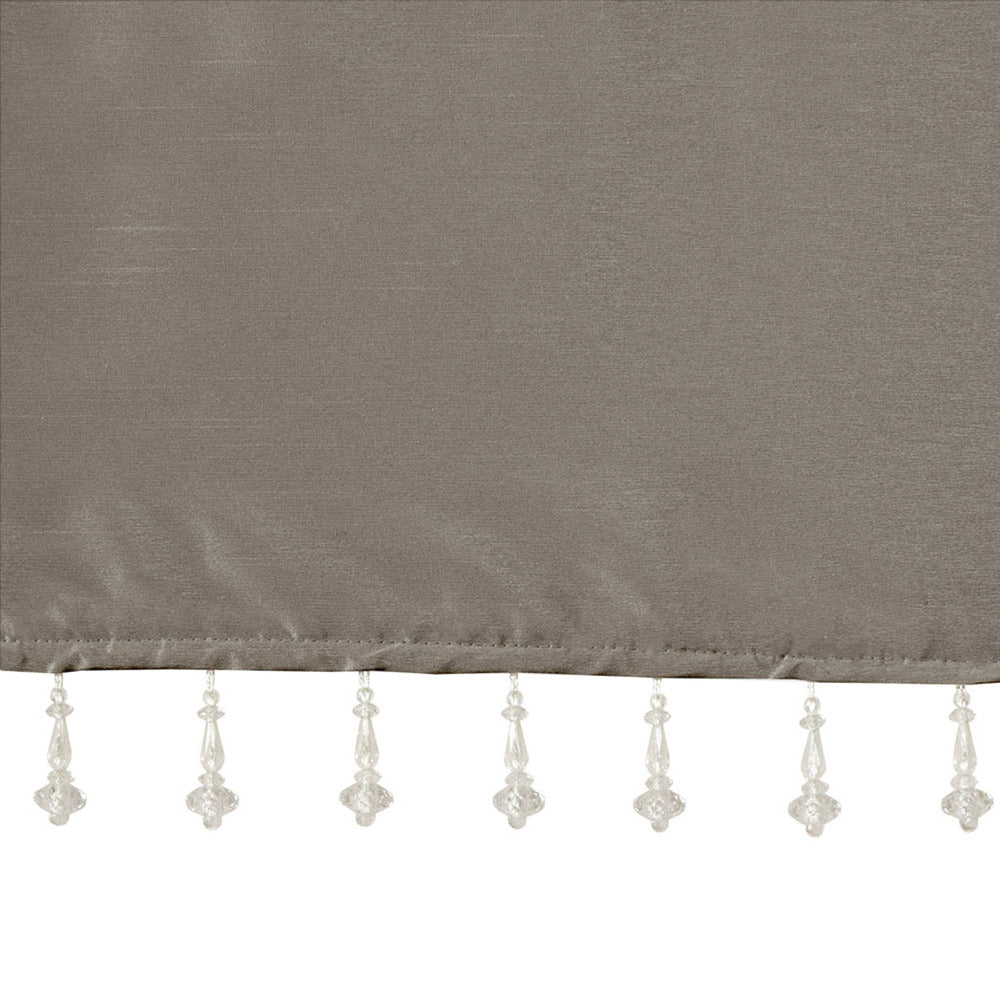 Lightweight Faux Silk Valance With Beads Pewter 50x26"
