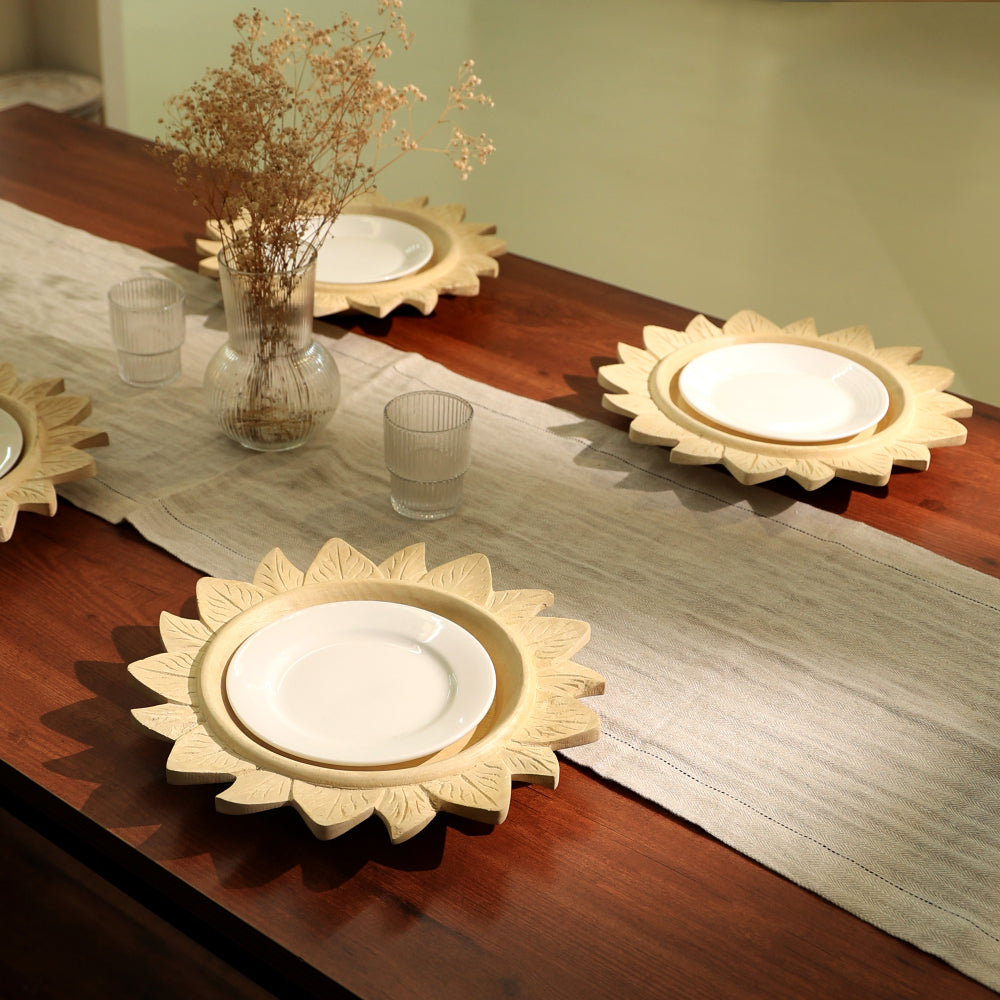 Handcrafted 13" Wood Charger Plate Wooden Dinning Placemat Artisan Wood Tableware