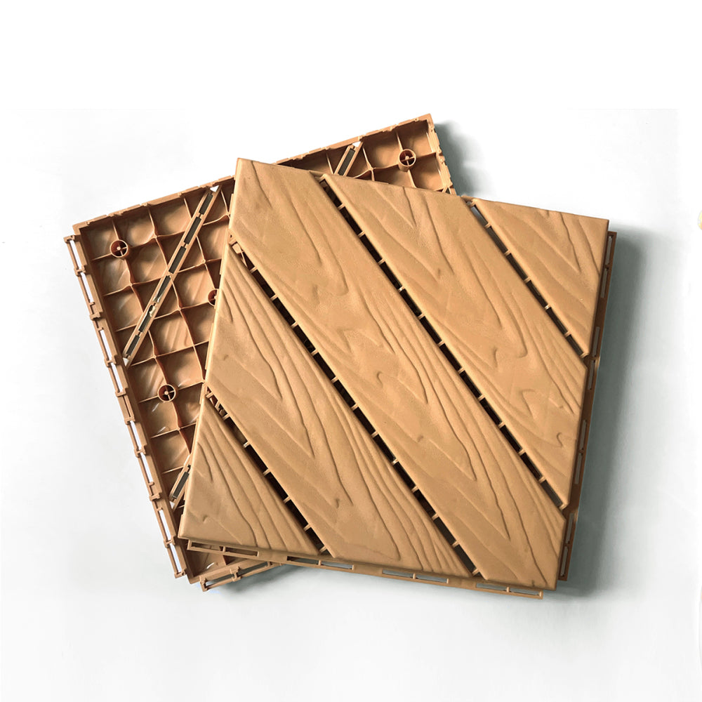 Plastic Composite Deck Tiles Set of 35pcs, Composite Decking Resist Rust, Water, Weather, Easy to DIY & Maintain, Ideal for Patios, Balconies, Rooftops, Decks, Indoor&Outdoor, 12x12i Light Coffee