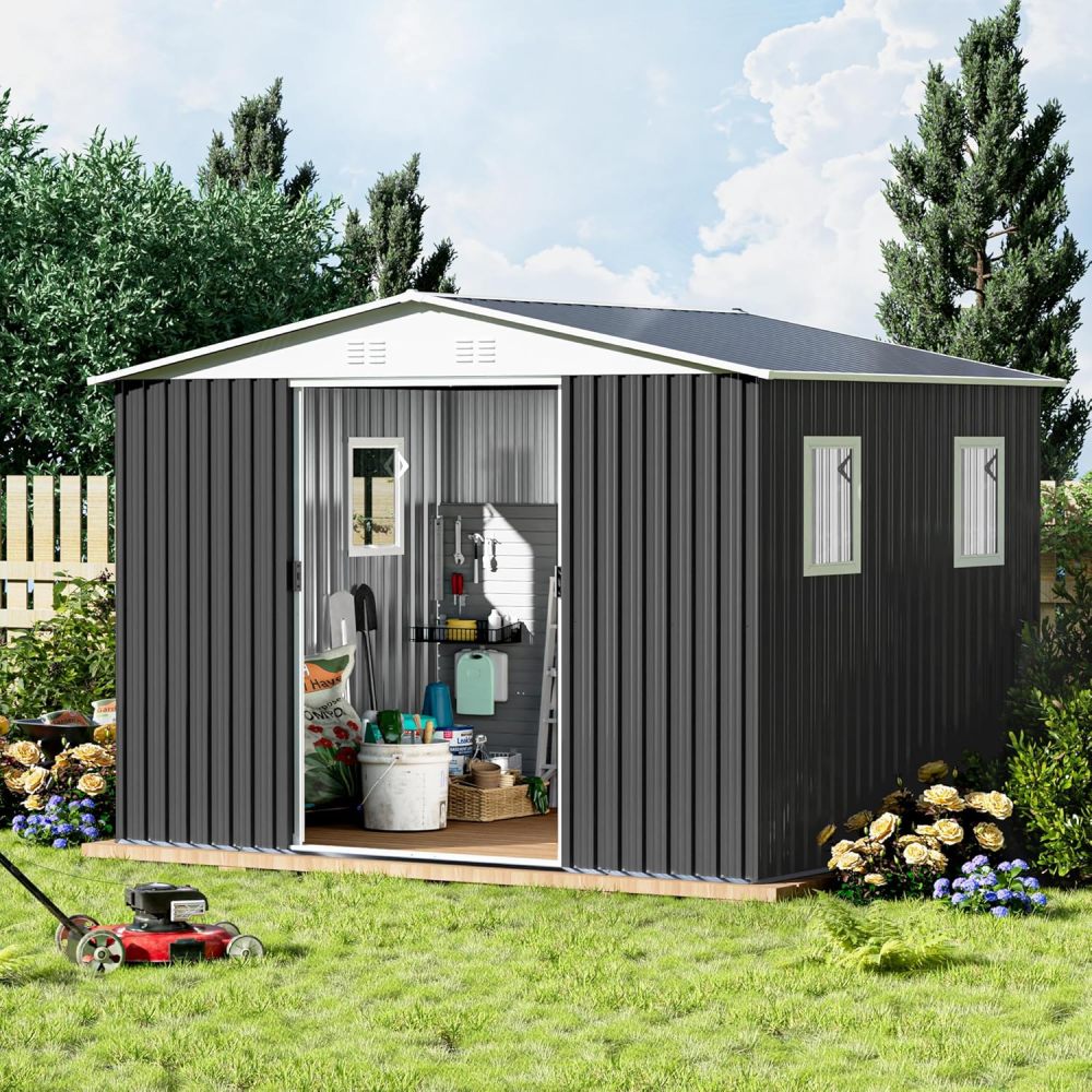5X3 Feet Dark Grey Outdoor Storage Shed With Aluminum Alloy Frame (old SKU W2794P195736)