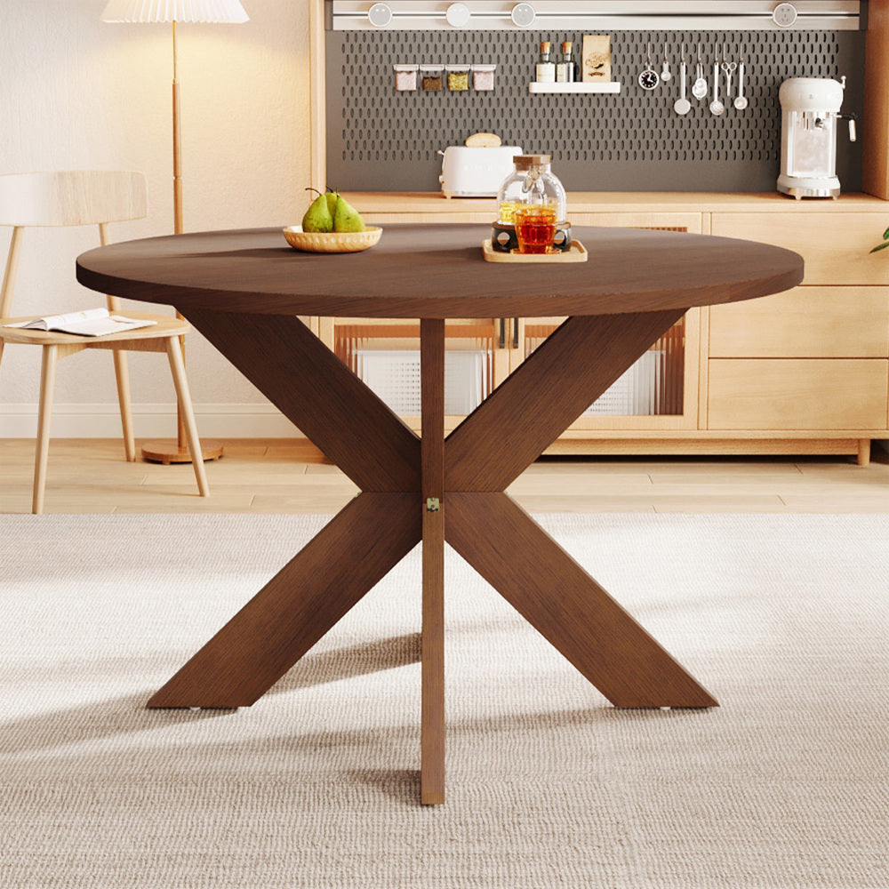 Round Dining Table Modern Farmhouse Kitchen Table, Cherry