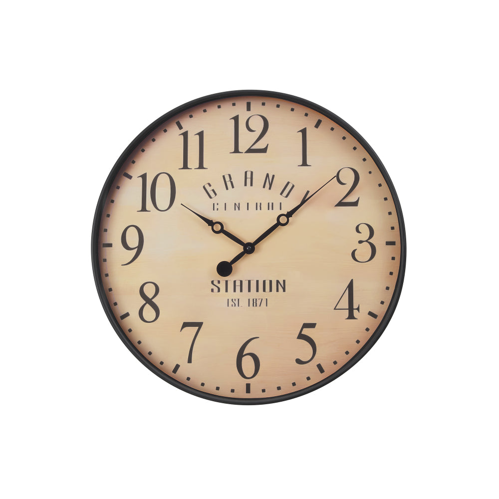 Clocks, 20" Round, Wall Clock, Antique Brown, Transitional