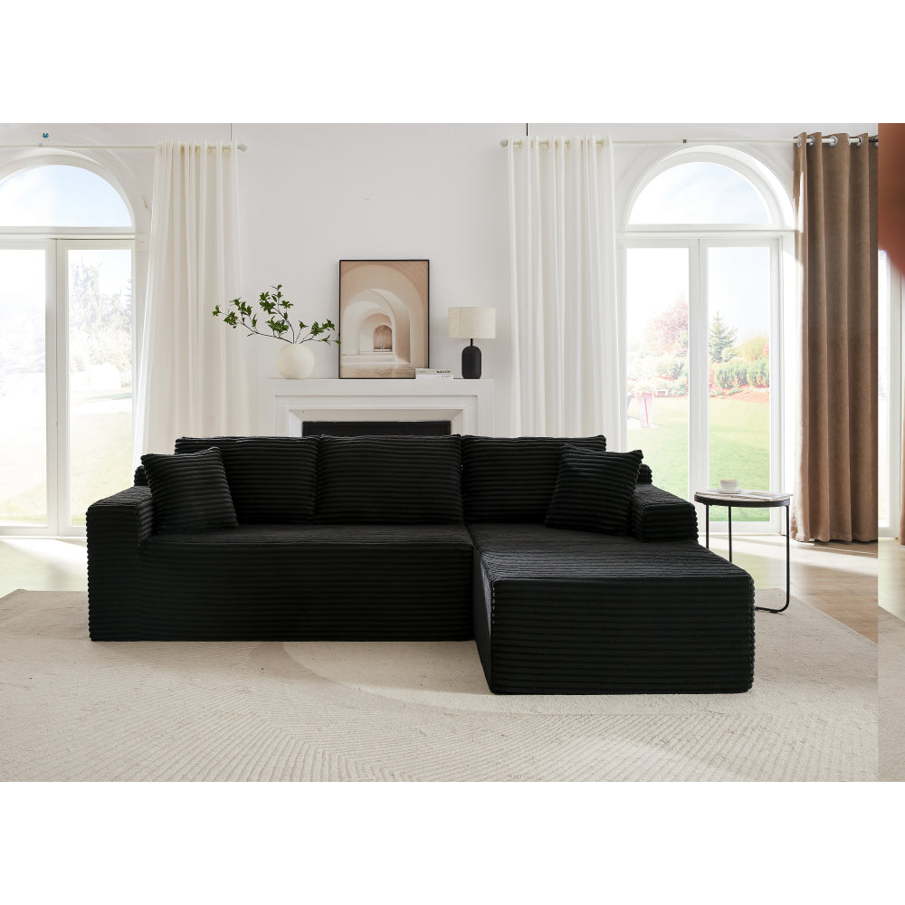 L-Shaped Cloud Sectional Sofa with Deep Seat,No Assembly Required,Modular Couches Sleeper for Living Room,Bedroom,Apartment,Dark Grey