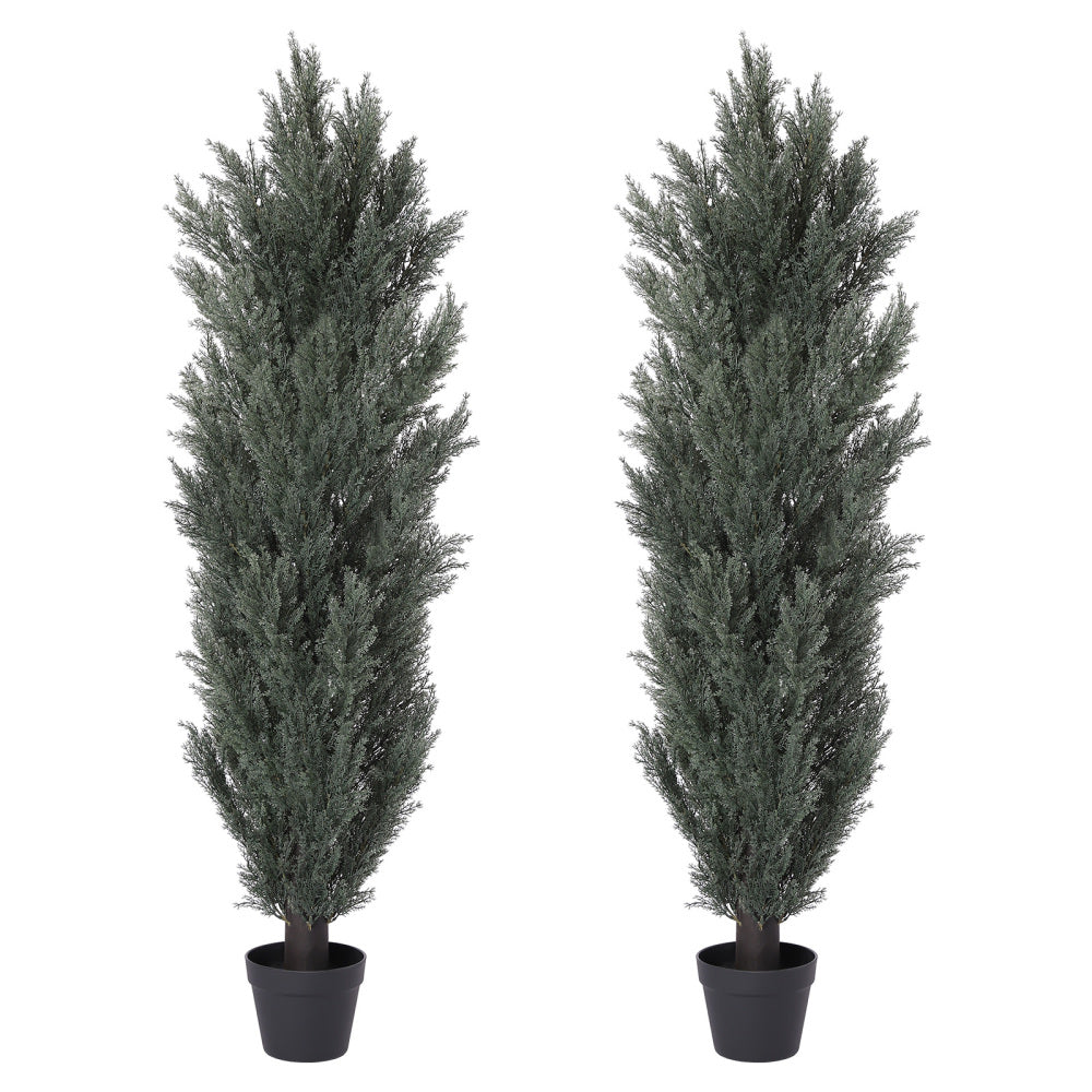 150cm Detachable Artificial Green Cypress Tree Realistic Tall Faux Plant for Indoor and Outdoor Decoration 2pcs/set