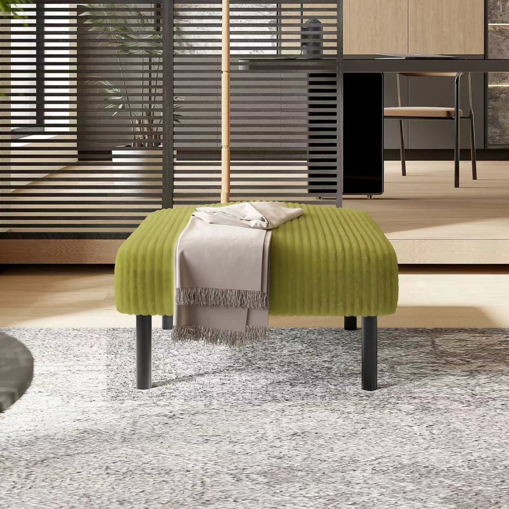UNITED WE WIN Small Ottoman Footstool with Legs, Corduroy Fabric Ottoman Foot Stool with Soft Padded seat, Square Footstool Footstool for Living Room