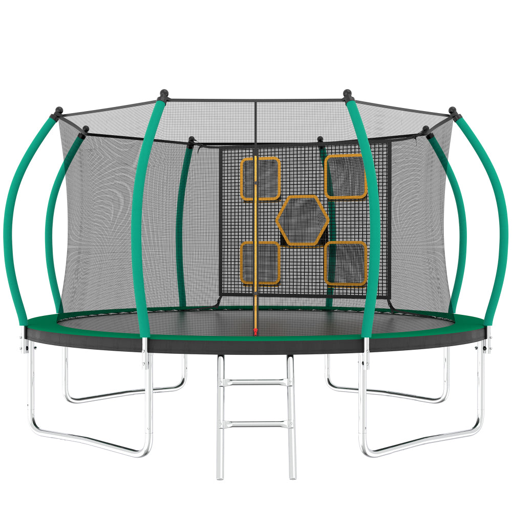 12FT Trampoline, Outdoor Trampolines for Kids and Adults, Recreational Trampoline with Enclosure Net & Ladder, Round Trampoline ASTM Approved