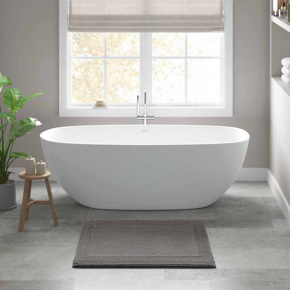 100% Cotton Tufted 3000 GSM Reversible Bath Rug Charcoal 21x34"