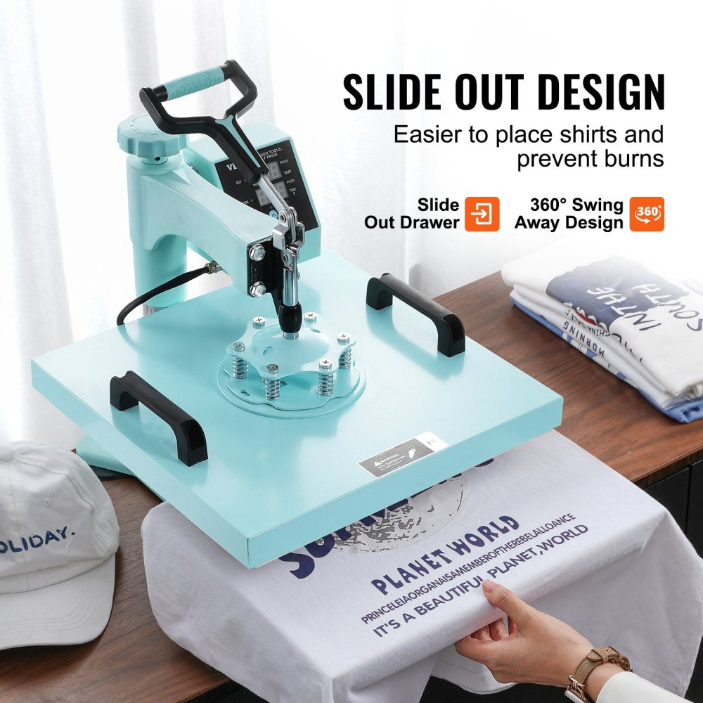 Heat Press Machine 15x15 in 8 in 1 with 30oz Tumbler Press T-Shirts Green