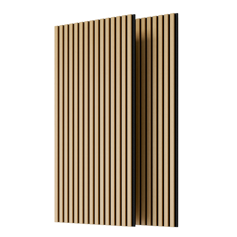 Wood Panels for Wall Slat Wall Panels, 2PC Wood Slat Acoustic Panels for Wall and Ceiling - 3D Fluted Sound Absorbing Panel with Three Sides Fully Wrapped on  Wood Finish -45.27''X23.62''(White Oak)