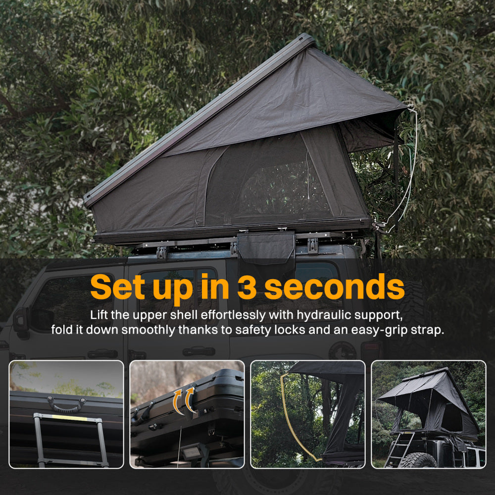 Roof Top Tent Hardshell Rooftop Tent For Van Jeep SUV Truck Car  Overland Tent Camping for 2-3 Person( With Ladder)