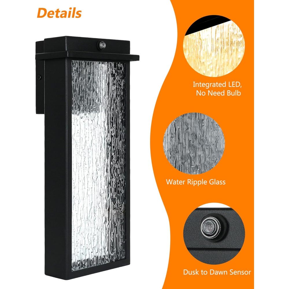 Outdoor Light Fixture Wall Light, Dusk to Dawn Outdoor Lighting Anti-Rust Wall Lantern Outside Wall Sconce, Integrated LED Porch Light for Garage Patio Doorway