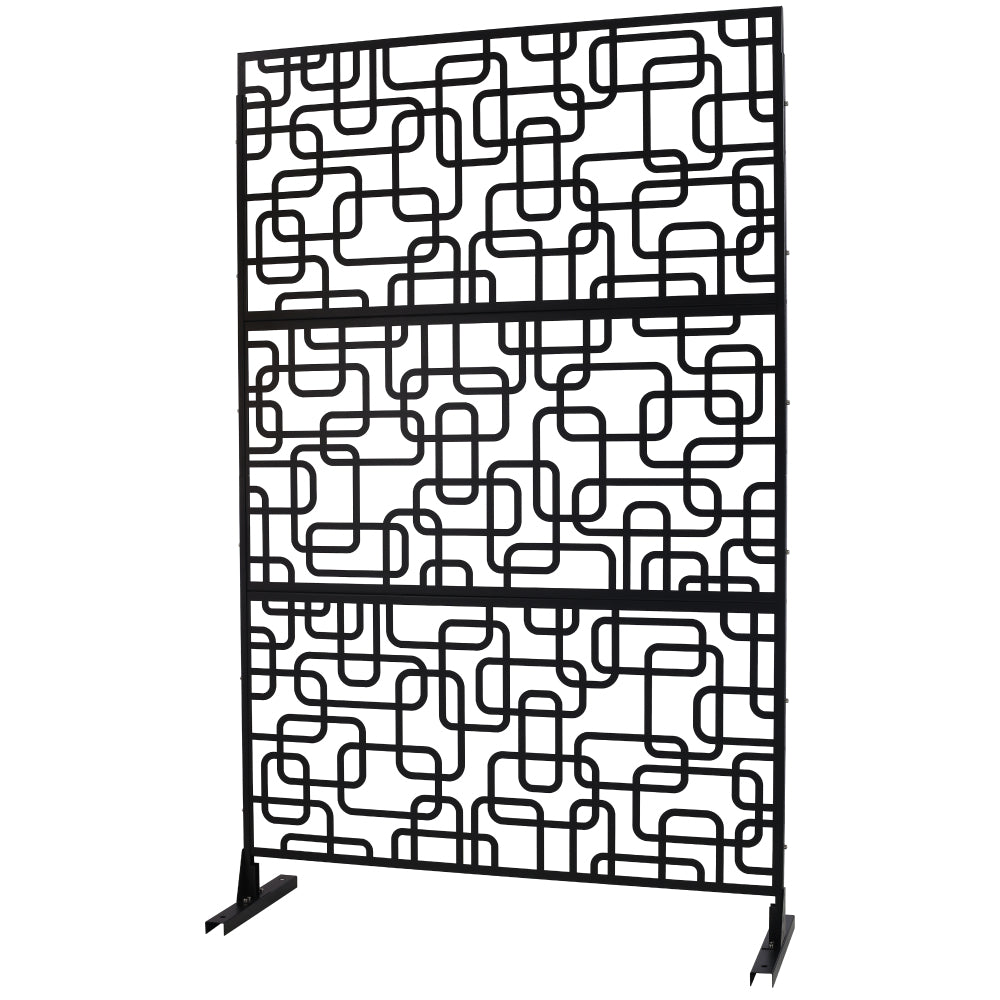 Outdoor & Indoor Privacy Screen Metal Privacy Screen 76" H×48" W, Freestanding Decorative Privacy Screen for Deck Balcony Patio, Privacy Fence Panels for Outside Lawn Garden PS114 BLACK, LIGHT
