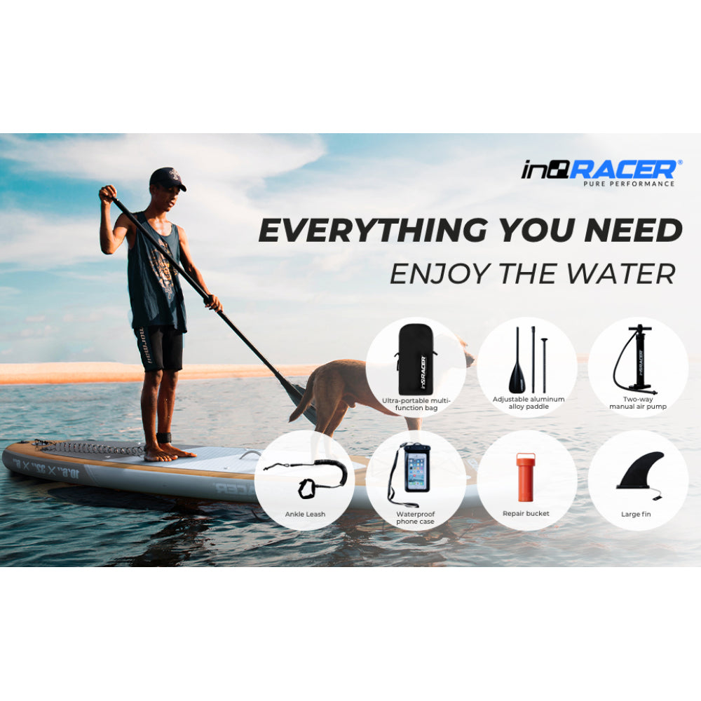 inQracer 11'/10'6" Inflatable Stand Up Paddle Board with Free Premium SUP Accessories & Backpack