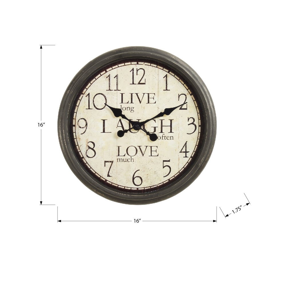 Clocks, 16" Round, Wall Clock, Antique Brown, Transitional