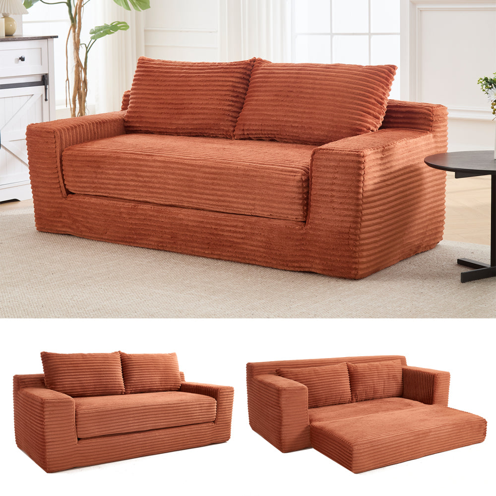 Memory foam L-shaped compression sofa for living room - No Assembly, Convertible 2-in-1 Design, Corduroy Fabric - Compact Couch for Small Spaces, Apartments, Home Office & Bedroom (Black)