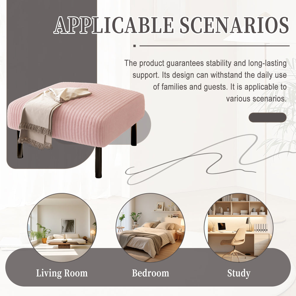 UNITED WE WIN Small Ottoman Footstool with Legs, Corduroy Fabric Ottoman Foot Stool with Soft Padded seat, Square Footstool Footstool for Living Room