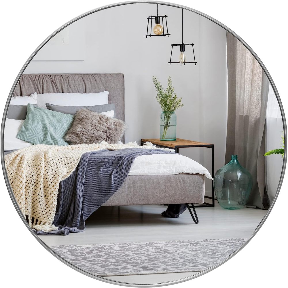 36 Inch Gold Metal Framed Round Bathrrom Mirror for Wall.(W2203134082)
