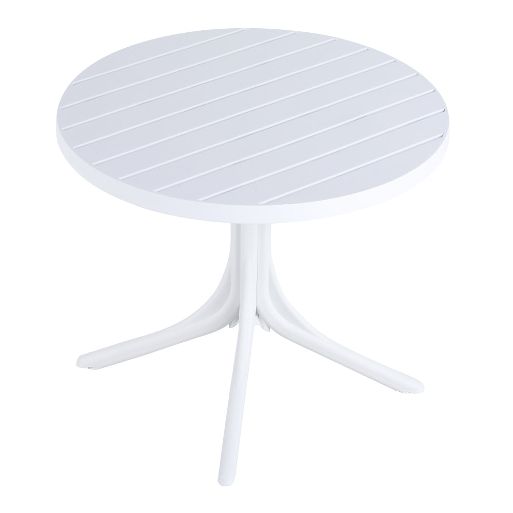 Modern White Round Plastic Table – 36 Inch Indoor/Outdoor Dining Table & Coffee Table, Lightweight Polypropylene All-Weather Patio Table for Garden, Courtyard, Kitchen, Camping (White)