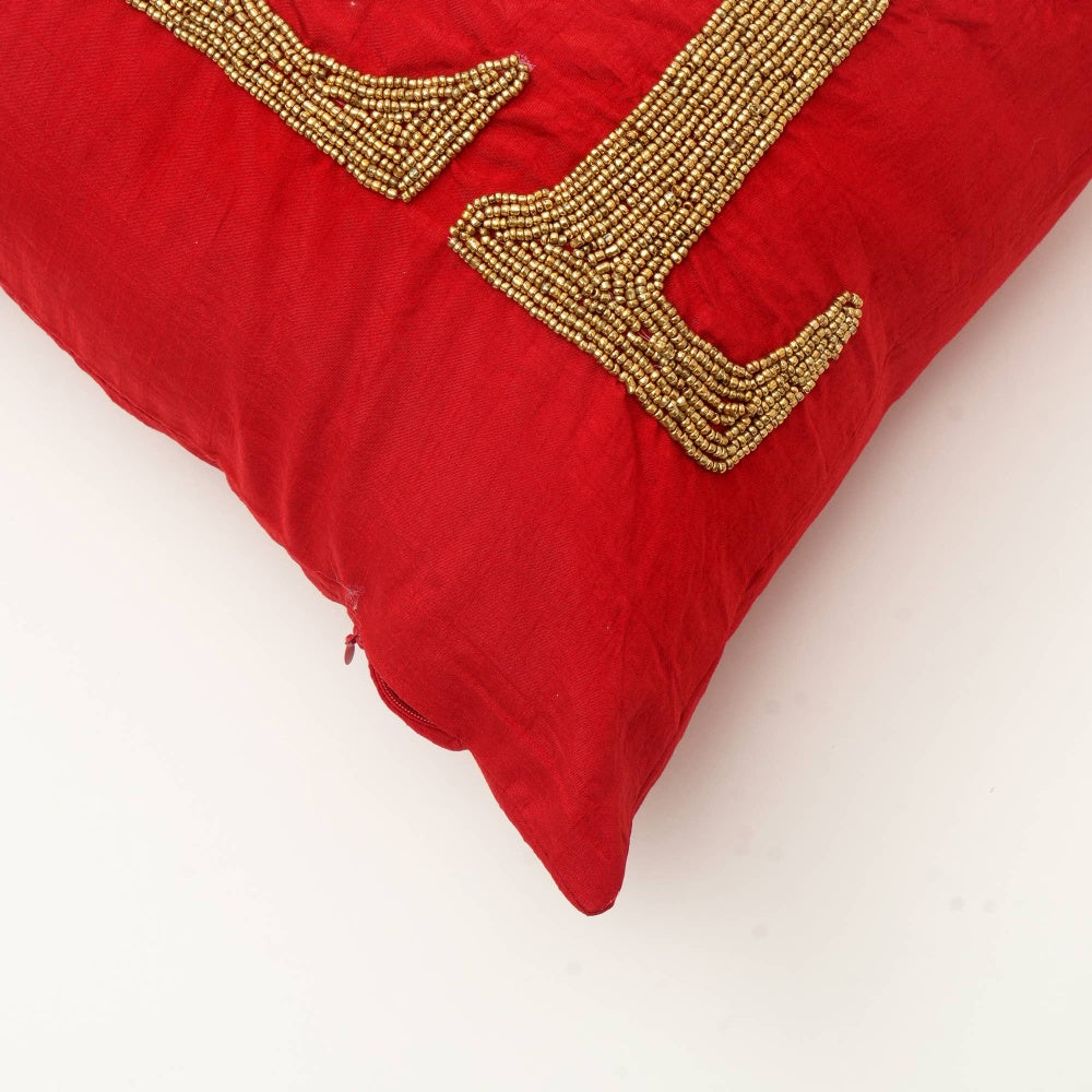 Handcrafted Red Noel Beadwork Lumber Pillow: Perfect for the Season-24X16"