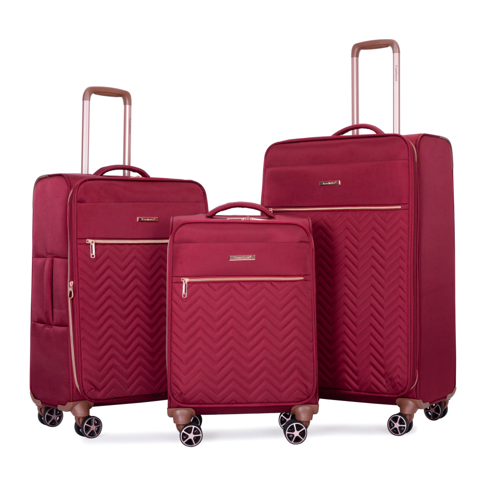 4-Piece Set (16/20/24/28) ,Softshell Suitcase Spinner Wheels Terylene Luggage Sets Carry On Suitcase Luggage Lightweight Durable Suitcase   Wine Red