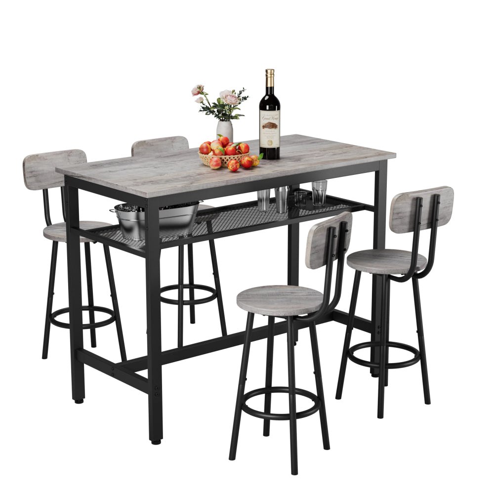 5-Piece Kitchen Counter Height Table Set, Bar Table with 4 Chairs