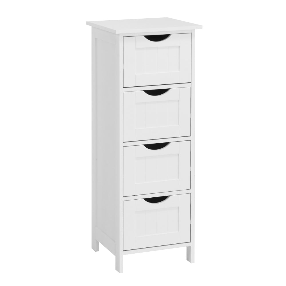 Bathroom Floor Storage Cabinet with Double Door Adjustable Shelf, White