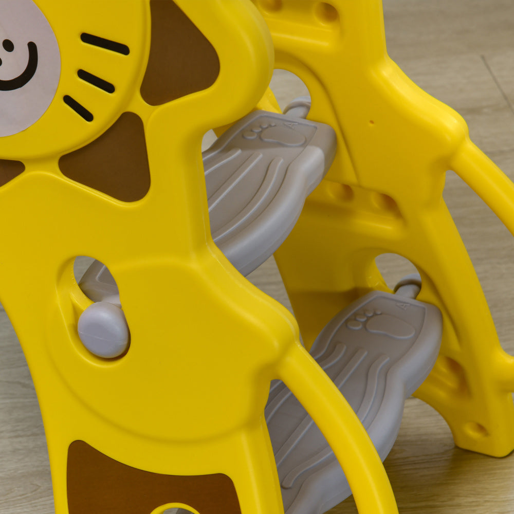 Qaba 2 in 1 Toddler Slide for Indoors, Toy for Toddler, Easy Set Up Baby Slide with Basketball Hoop for Kids 18-36 Months, Yellow