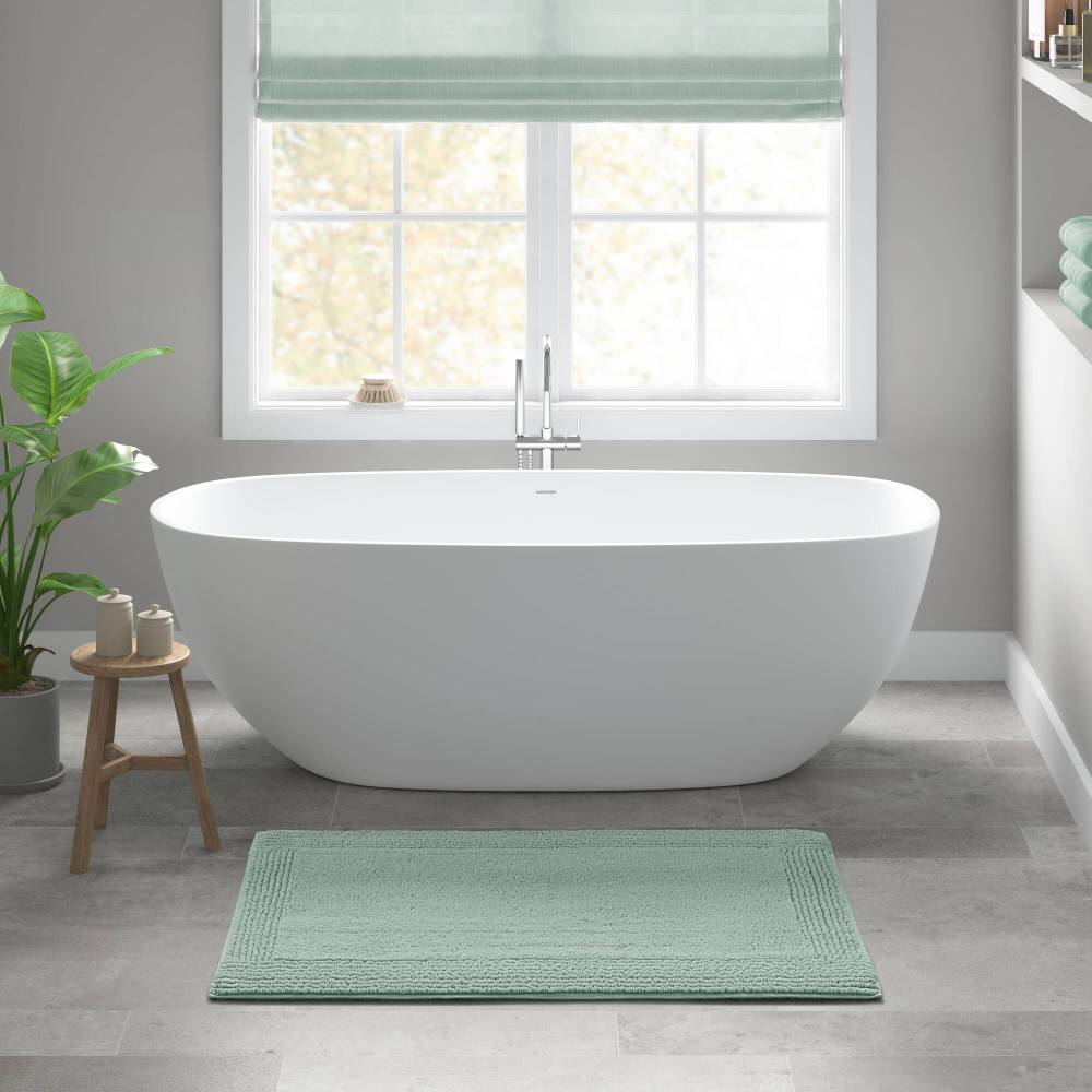 100% Cotton Tufted 3000 GSM Reversible Bath Rug Charcoal 21x34"
