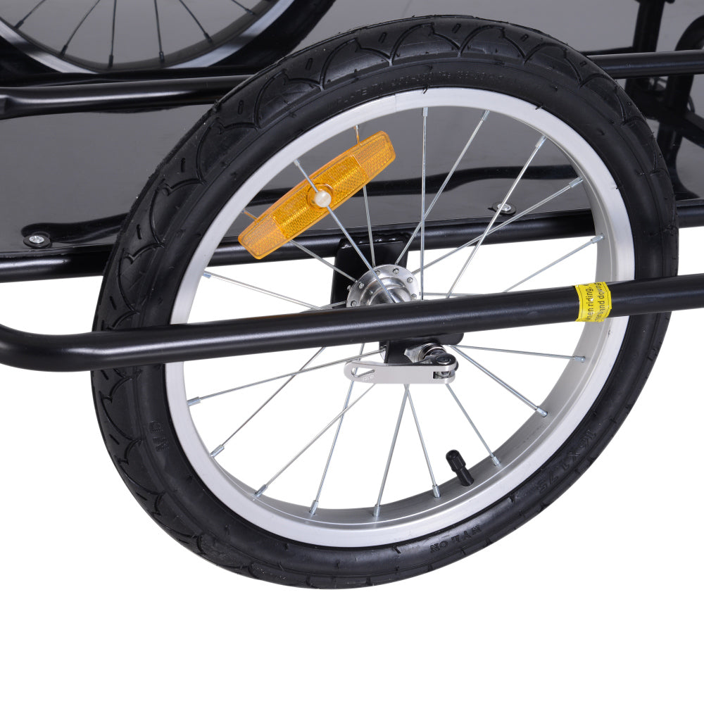 Aosom Bike Cargo Trailer, Bicycle Trailer, Heavy-Duty Bike Wagon Cart, Foldable Compact Storage, with Universal Hitch, 16" Wheels, 88 lbs. Capacity, Black