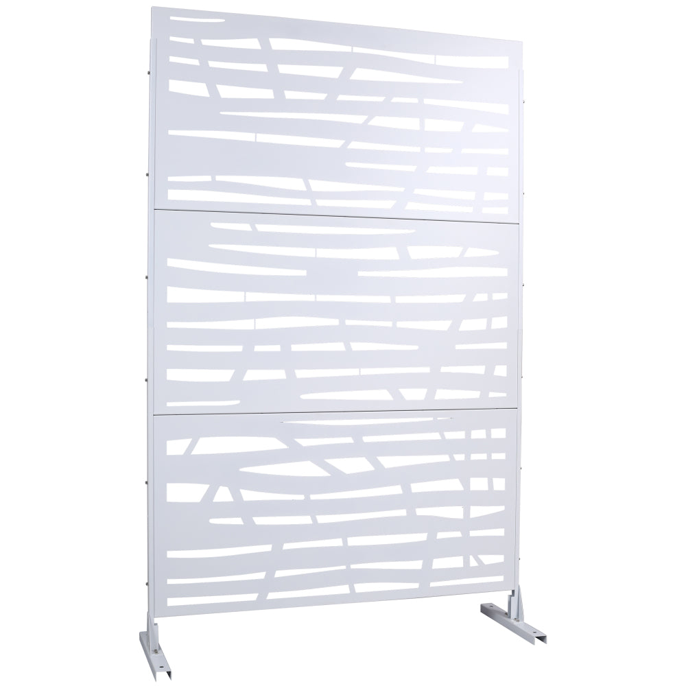 Outdoor & Indoor Privacy Screen Metal Privacy Screen 76" H×48" W, Freestanding Decorative Privacy Screen for Deck Balcony Patio, Privacy Fence Panels for Outside Lawn Garden PS109 WHITE