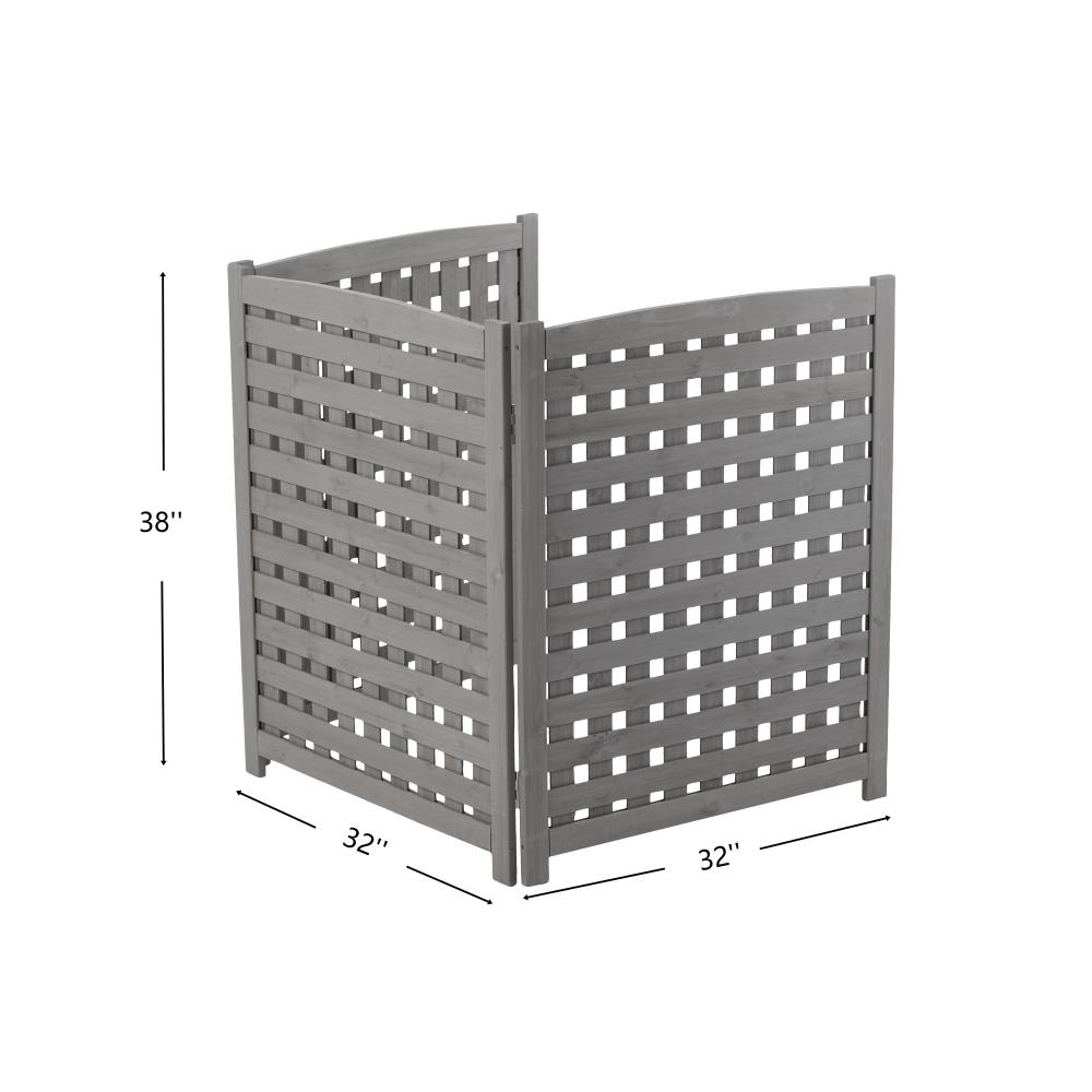 3-Panel Outdoor Air Conditioner Fence Screen, Outside Wood Privacy Fence, 32" W x 38" H