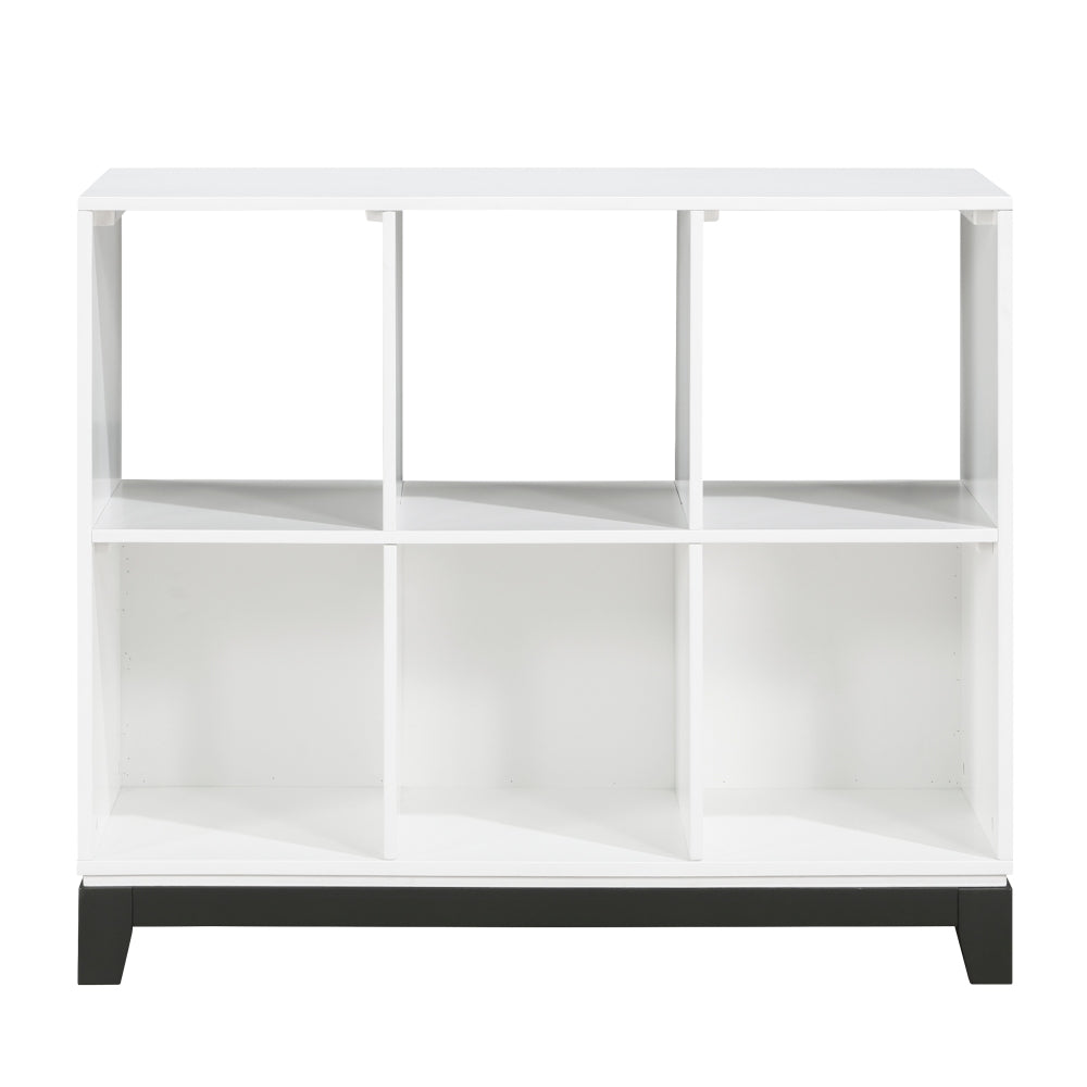 White Finish 6-Shelf Bookcase Wooden Furniture 1pc