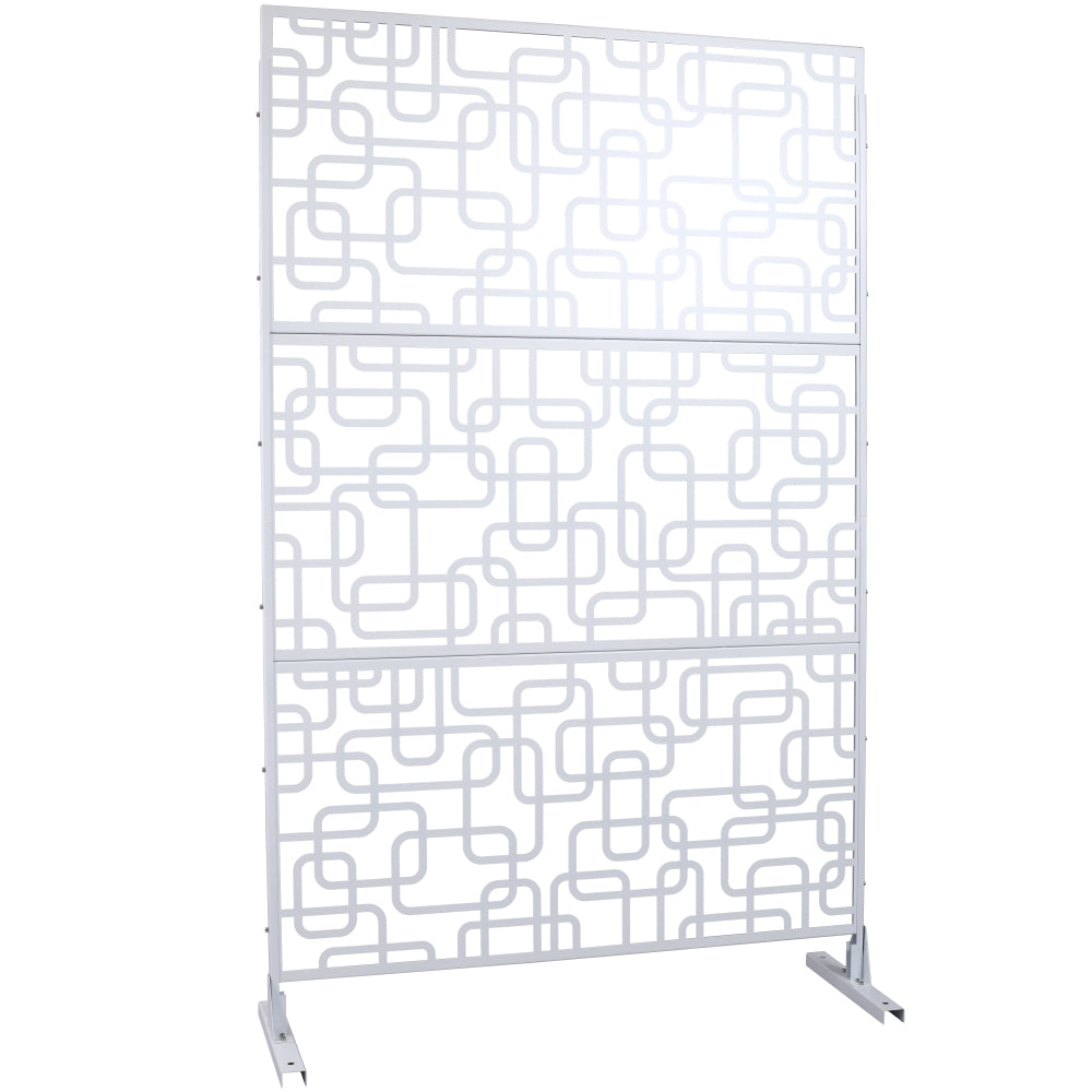 Outdoor & Indoor Privacy Screen Metal Privacy Screen 76" H×48" W, Freestanding Decorative Privacy Screen for Deck Balcony Patio, Privacy Fence Panels for Outside Lawn Garden PS114 WHITE