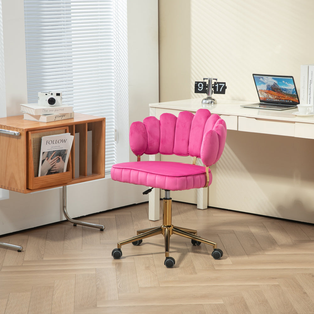 Velvet Home Office Desk Chair, Modern Cute Computer Chair, Wheels Swivel Height Adjustable Swivel Task Chair for Home Office (Emerald Velvet)