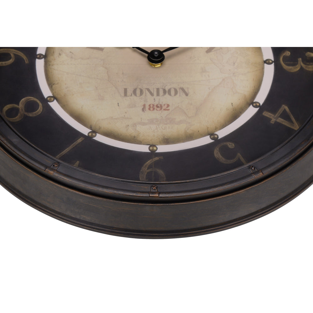 Clocks, 16" Round, Wall Clock, Antique Brown, Transitional