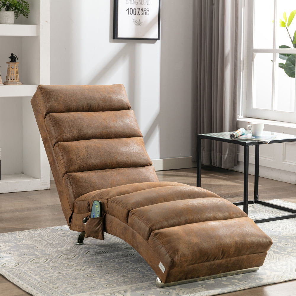 Linen Massage Chaise Lounge Indoor with Remote Control,Ergonomic Electric Massage Long Lounger with 5 Modes for Office, Living Room,Bedroom (Beige)