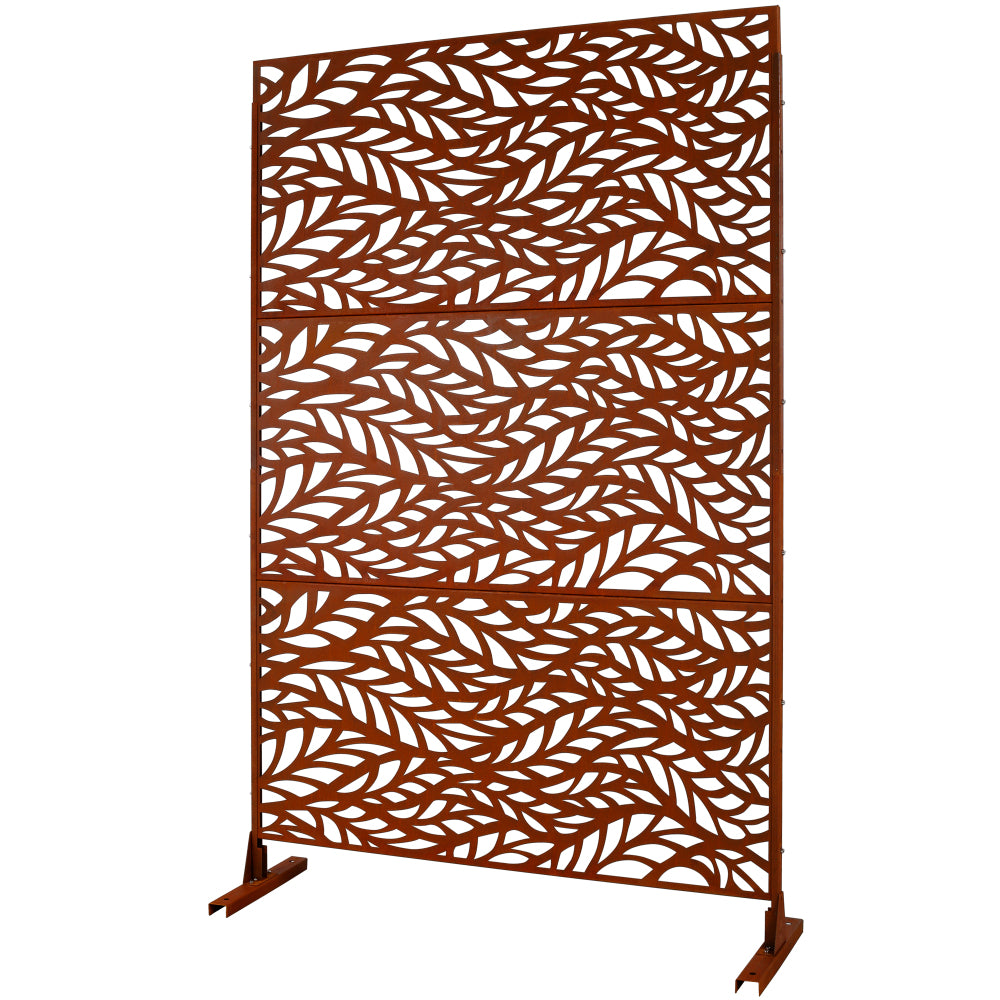 Outdoor & Indoor Privacy Screen Metal Privacy Screen 76" H×48" W, Freestanding Decorative Privacy Screen for Deck Balcony Patio, Privacy Fence Panels for Outside Lawn Garden PS110 RUSTY