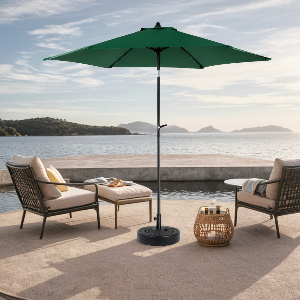 9FT Outdoor Patio Umbrella Outdoor Table Umbrella with Push Button Tilt and Crank, Market Umbrella 6 Sturdy Ribs , Deck, Backyard, Pool (Base Not Included)  -  ( Blue )