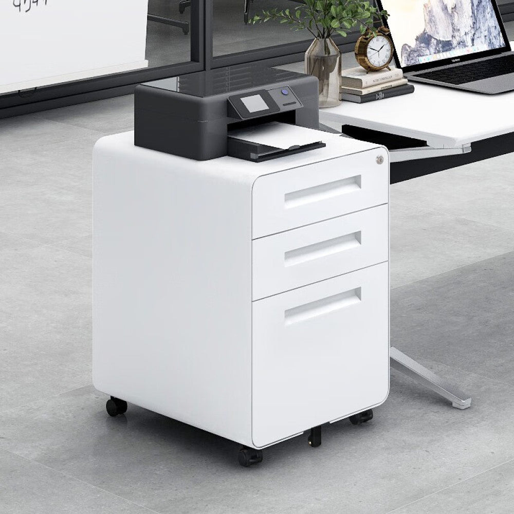 3 Drawer Mobile File Cabinet Under Desk Office,Simple Style Versatile Storage Cabinet for Legal/Letter/A4 Files, 5 Wheel Design Anti-Tilting Cold Rolled Steel Waterproof Moisture-Proof Black