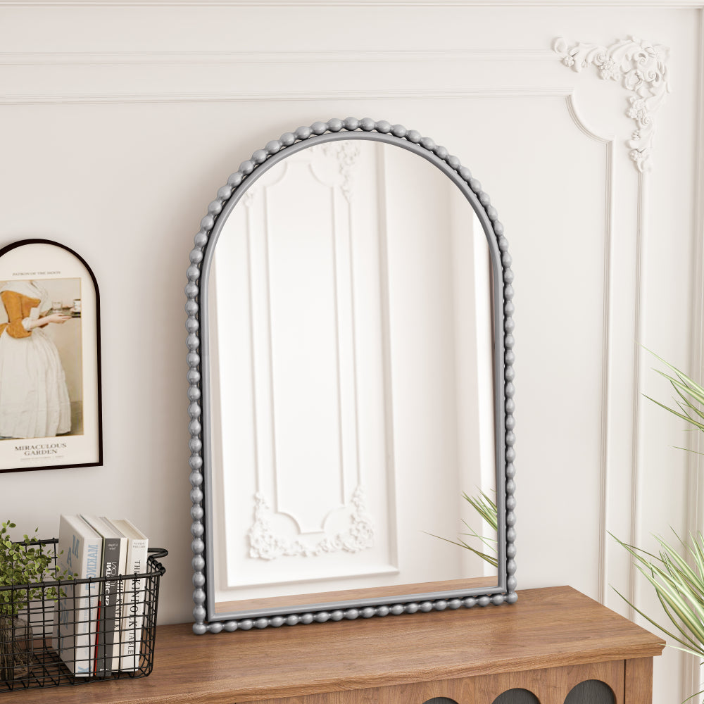Iron Art Arch Vintage Vanity Mirror, Wall Hanging, Placed On The Table, Suitable For Living Room, Bedroom, Bathroom (Silver)