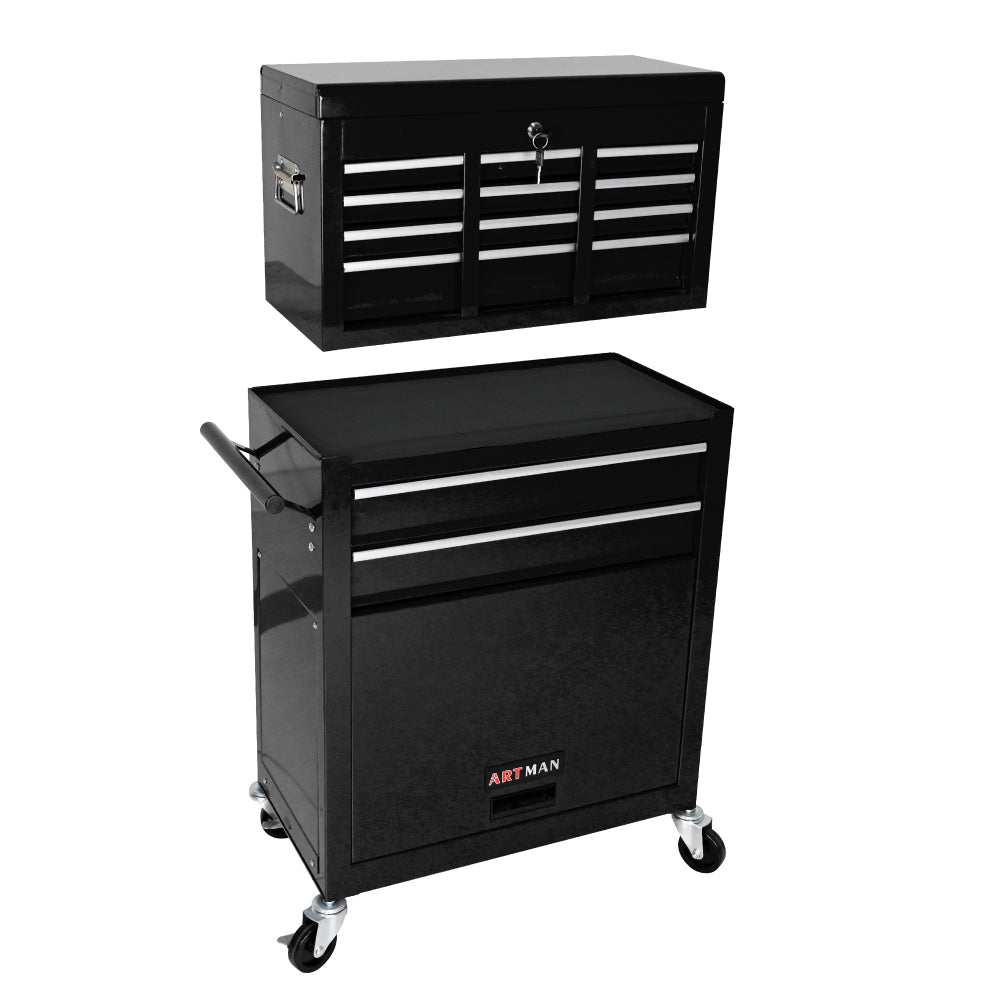 High Capacity Rolling Tool Chest with Wheels and Drawers, 8-Drawer Tool Storage Cabinet--BLACK