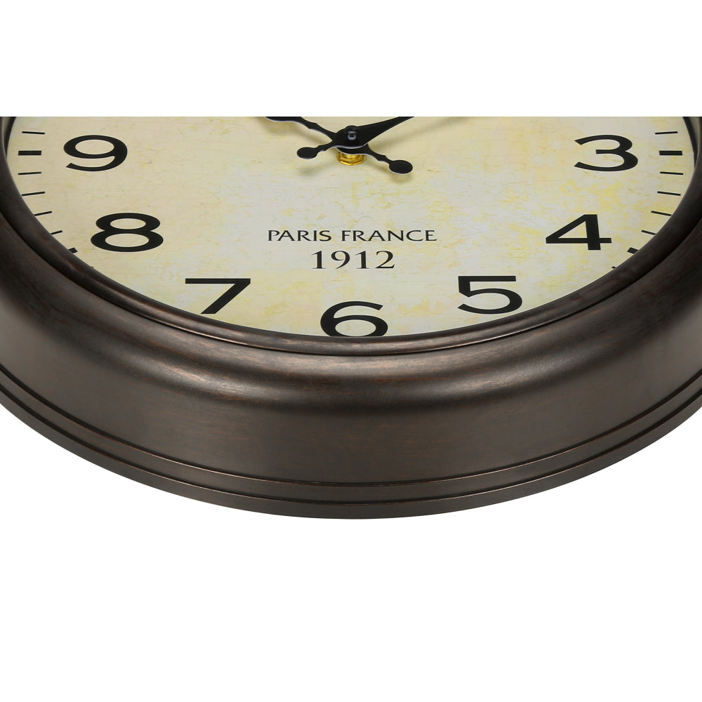 Clocks, 16" Round, Wall Clock, Antique Brown, Transitional