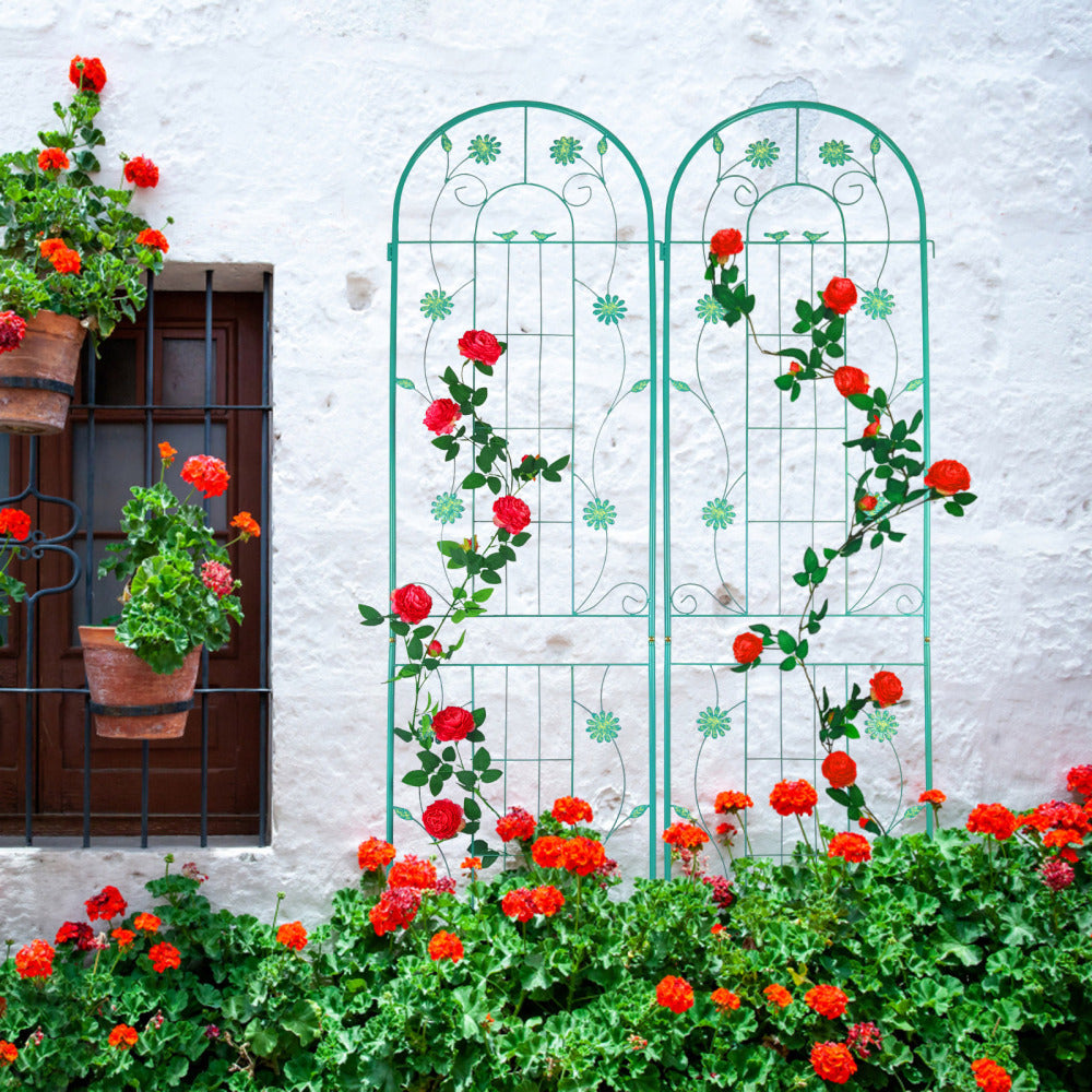 2 Pack Metal Garden Trellis 86.7" x 19.7" Rustproof Trellis for Climbing Plants Outdoor Flower Support Cream White
