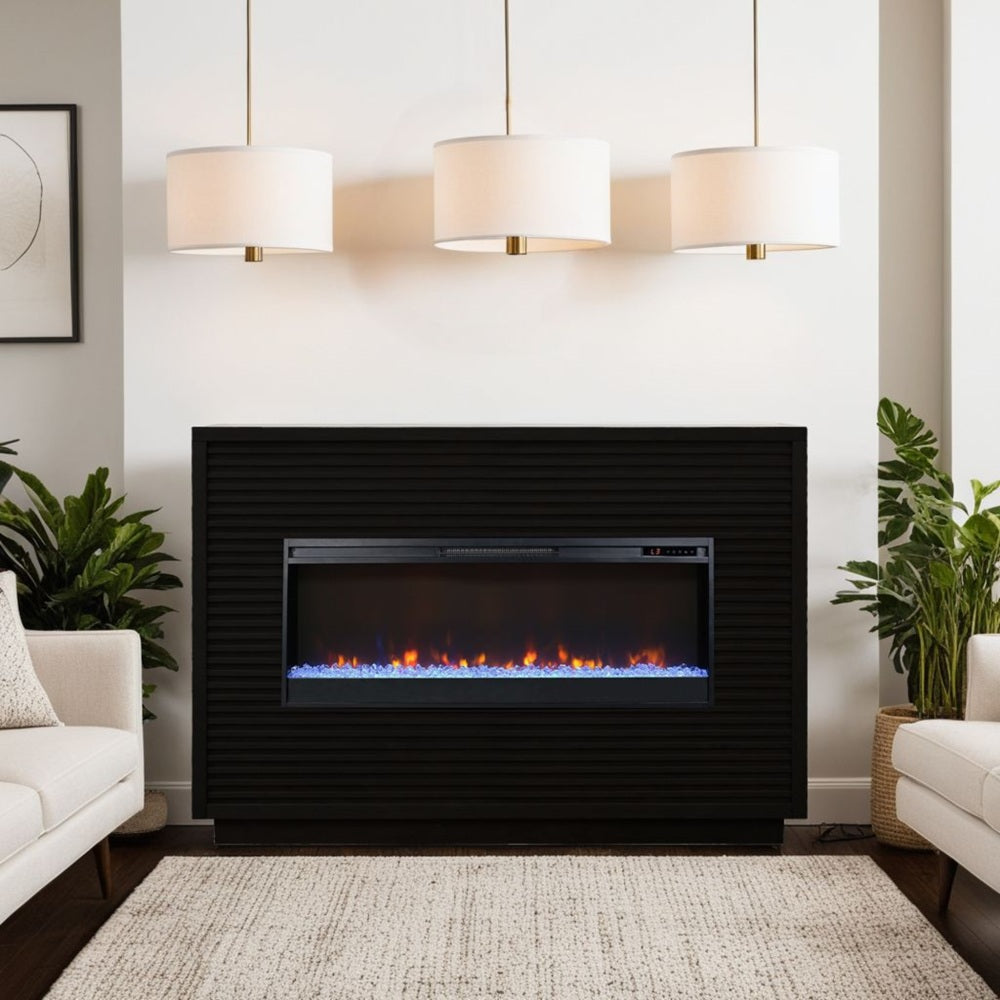 62 inch Fireplace Mantel, Black Finish